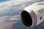 The massive engine and wing of the ETH 787 Dreamliner sail over Lake Turkana in Kenya. (Photo by Jeremy Dwyer-Lindgren)