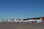 The flight line at Boeing Field. How many different airlines can you count? (Photo by Matt Molnar)