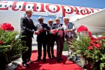 Ethiopian Airlines board chairman Addisu Legesse, Ethiopian CEO Ato Tewolde, US Ambassador to Ethiopia Donald Booth, and Boeing VP of Sales for Africa Van Rex Gallard cut the ceremonial ribbon. (Photo by Jeremy Dwyer-Lindgren)
