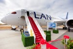 LAN's first Boeing 787 Dreamliner gets the red carpet treatment. (Photo by Dan King/NYCAviation)