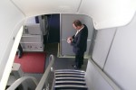 Lufthansa Boeing 747-8I stairs to upper deck business class cabin. (Photo by Chris Sloan/Airchive.com)