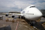 Lufthansa Boeing 747-8I D-ABYA parked at Gate B47 at Dulles. (Photo by Cary Liao/NYCAviation)