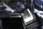 In the cockpit of the Embraer Legacy 650.