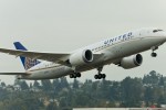 United's first Boeing 787 Dreamliner (N20904) takes off from Boeing Field on its delivery flight to Houston. (Photo by Dan King/NYCAviation)
