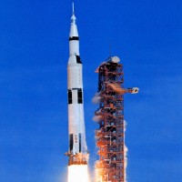 Apollo 15 blasts off from Cape Canaveral. (Photo by NASA)