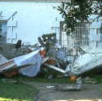 The wreckage of the Cessna 150 that crashed into the south lawn of the White House in 1994.