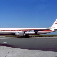 A TWA Boeing 707-300 at Paris Charles De Gaulle Airport. (Photo by Michel Gilliand via wikimedia)