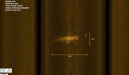 Side scan sonar of Air France Flight 447 wreckage in Atlantic Ocean.