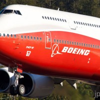 Boeing 747-8 Intercontinental taking off on a test flight