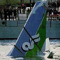 The tail section of Air Florida's Flight 90 during recovery.