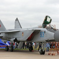 Mikoyan-i-Gurevich MiG-31BM Foxhound on display at 2009 MAKS Airshow.