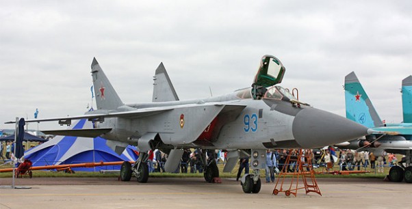 Mikoyan-i-Gurevich MiG-31BM Foxhound on display at 2009 MAKS Airshow.