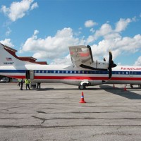 American Eagle ATR-72 (N414WF) on the ground in Camaguey, Cuba, for a charter flight
