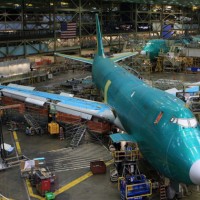 A Boeing 747-8 Freighter under construction in Everett