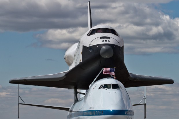 Space Shuttle Enterprise on the Shuttle Carrier Boeing 747. (Photo by Eric Dunetz)