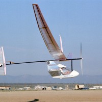 The MIT Daedalus makes a test flight at NASA's Dryden Flight Research Center. (Photo by NASA)