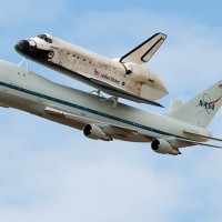 Space Shuttle Discovery hitching a ride on the Boeing 747 Shuttle Carrier Aircraft. (Photo by NASA)