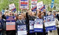 American Airlines flight attendants protest labor cuts in New York City, April 23, 2012. (Photo by the Association of Professional Flight Attendants)