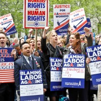 American Airlines flight attendants protest labor cuts in New York City, April 23, 2012. (Photo by the Association of Professional Flight Attendants)