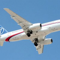 Sukhoi Superjet 100 97004, the accident aircraft, is seen here flying hot weather/high altitude trials in Mexico. (Photo by Andre Austin Du-Pont Rocha/Mexico Air Spotters M.A.S.)