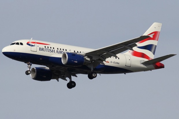 The British Airways baby bus G-EUNA on final approach to New York's JFK Airport. (Photo by Kaz T)