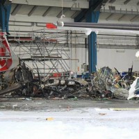 All that's left of CSA's ATR 42 OK-KFM is a charred pile of debris. (Photo by pozary.cz)