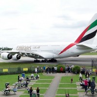 The incident aircraft, Emirates Airbus A380 A6-ADD, is seen taxiing at Manchester, England. (Photo by MCPCShowcaseHD)
