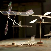 Constructed from very light balsawood sheet and strip, boron filament, carbon fiber and a transparent covering of plastic film, these rubberband-powered planes can fly for up to 40 minutes at a time.