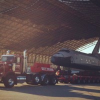 Shuttle Enterprise is on the move early Friday morning.