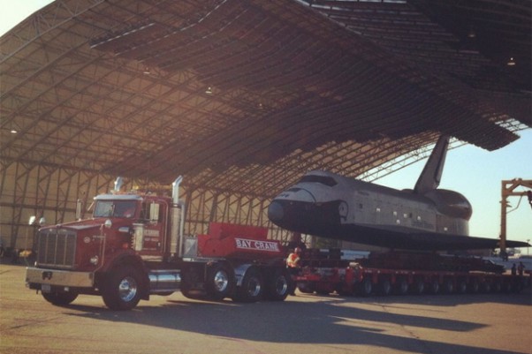 shuttle-enterprise-moving-630 Shuttle Enterprise is on the move early Friday morning.