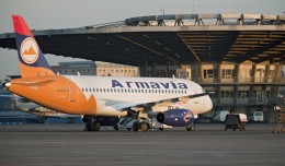 Armavia's first and only Superjet 100 (EK95015) is seen at Moscow's Sheremetyevo International Airport after its inaugural flight in April 2011. (Photo by Leonid Faerberg via Wikipedia)