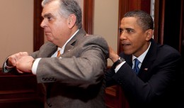 Transportation Secretary Ray LaHood goofing off with President Barack Obama at the White House. (Photo by Pete Souza/White House)