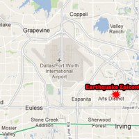 The epicenter was located in Irving, Texas, about 3.4 miles southeast of DFW. (Map by NYCAviation/Google Maps)