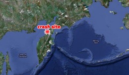 Crash site near Palana on Russia's Kamchatka Peninsula. (Map by Google/NYCAviation)