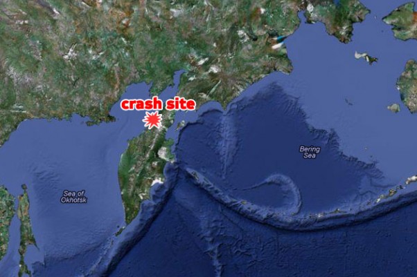 Crash site near Palana on Russia's Kamchatka Peninsula. (Map by Google/NYCAviation) Crash site near Palana on Russia's Kamchatka Peninsula. (Map by Google/NYCAviation)
