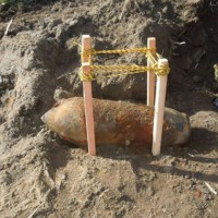 Unexploded bomb found at Sendai Airport. (Photo by Sendai Airport Office)