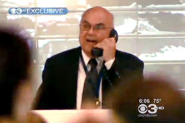 The former Father Harkins at work. (Photo by CBS 3) The former Father Harkins at work. (Photo by CBS 3)