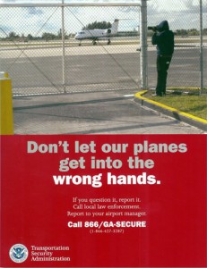 Ironically, the TSA labels spotters as threats outside the fence at General Aviation airports, while GA barely has any security for those entering the airside premises at all (click to enlarge).