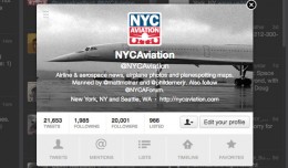 @NYCAviation reached 20,000 followers on Saturday, November 10, 2012.