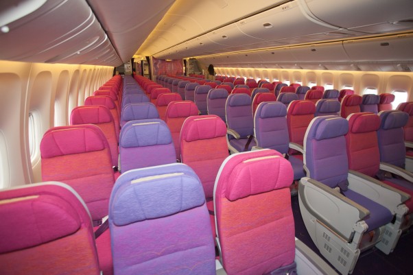 Purple haze onboard Thai Airways Boeing 777-300ER. (Photo by Liem Bahneman/NYCAviation) Purple haze onboard Thai Airways Boeing 777-300ER. (Photo by Liem Bahneman/NYCAviation)