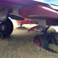 Southwest Flight 4695 made a wrong turn and ended up in the mud at Islip Thursday morning. (Photo via WNBC)
