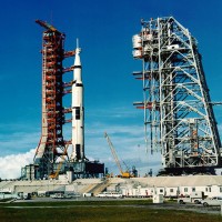 A Saturn V rocket awaits its launch from pad 39A on the Apollo 11 moon mission. (Photo by NASA)