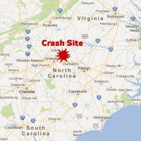 The crash site was about 5 miles north of Burlington-Alamance Regional Airport, from which the plane had departed a few minutes earlier. (Map by NYCAviation/Google Maps)