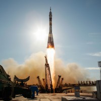 The Soyuz TMA-04M rocket launches from the Baikonur Cosmodrome in Kazakhstan on Tuesday, May 15, 2012 carrying Expedition 31 Soyuz Commander Gennady Padalka, NASA Flight Engineer Joseph Acaba and Flight Engineer Sergei Revin to the International Space Station. (Photo by NASA/Bill Ingalls)