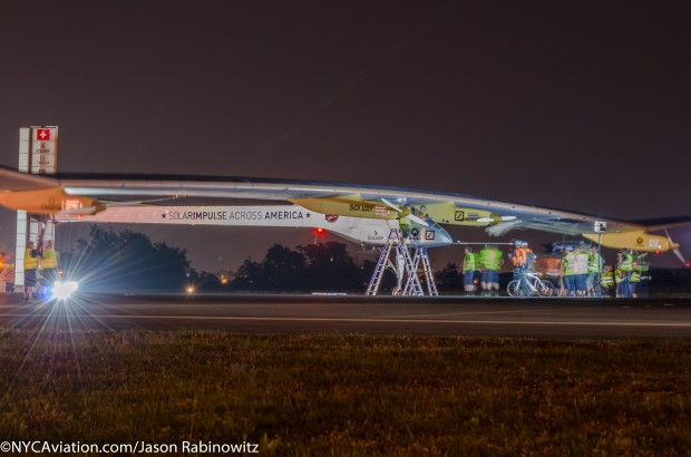 Solar Impulse 22L Solar Impulse comes to a stop on runway 22L