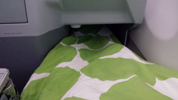 The Marimekko blanket, as pictured on the return flight