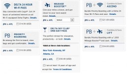 The usual selection of extras on the Delta.com booking page