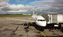 One of the two British Airways A318s at the gate in Shannon, Ireland.