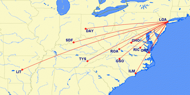 American Airlines' new LGA routes.