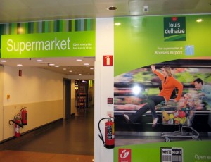 At Brussels Airport in Belgium, travelers can visit the supermarket for last-minute grocery items. (Photo courtesy of the author)